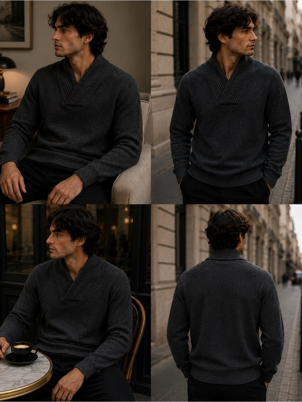 Vince Charcoal Shawl Collar Sweater